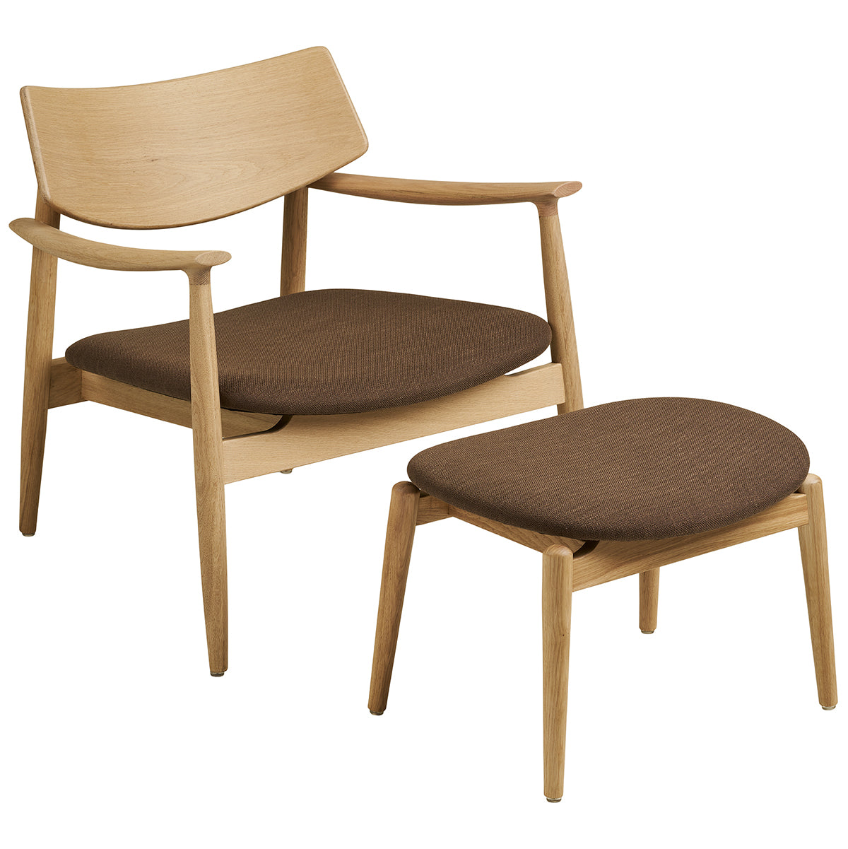 Olvera Oak Wood Lounge Chair with Footrest