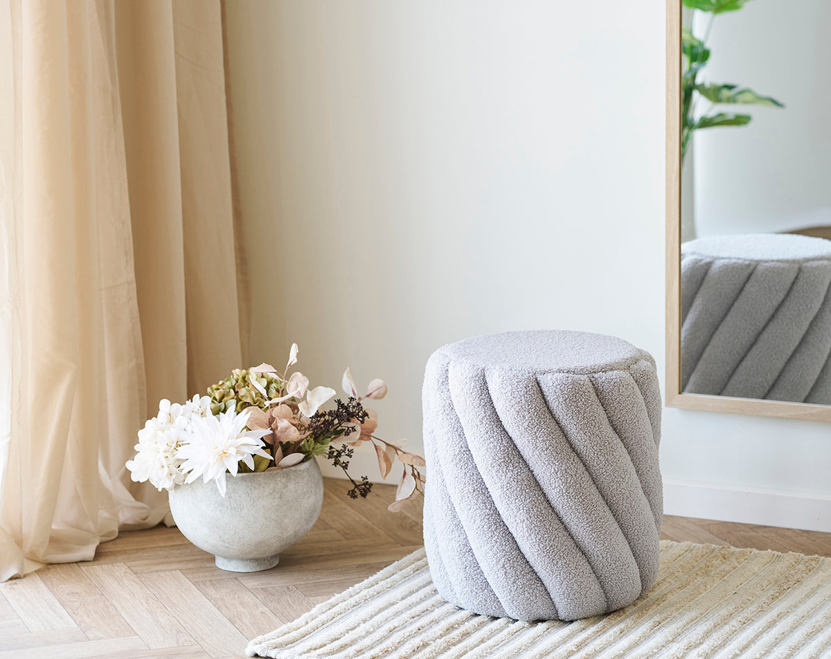 Sana Grey Teddy Pouf