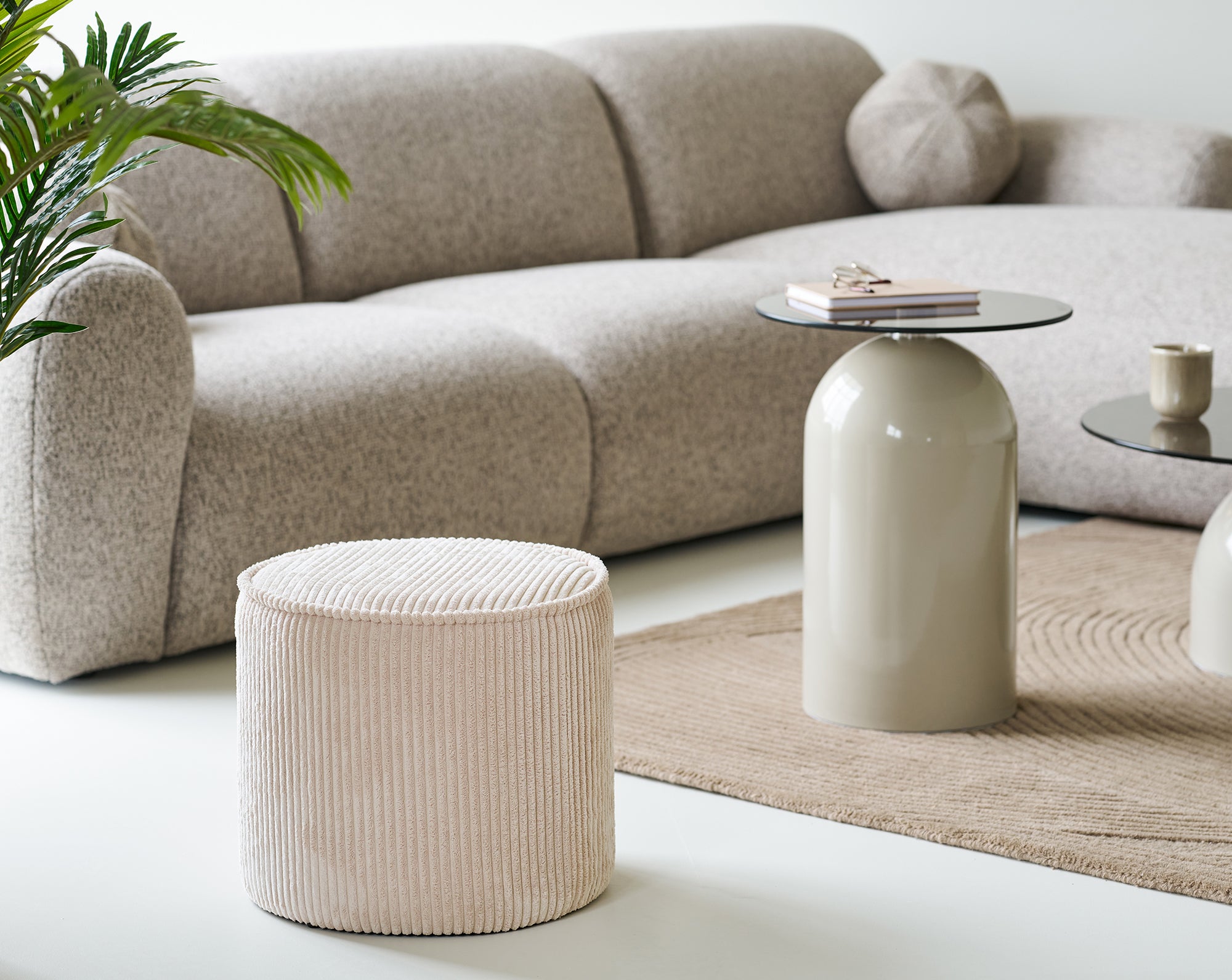 Taupo Beige Corduroy Pouf