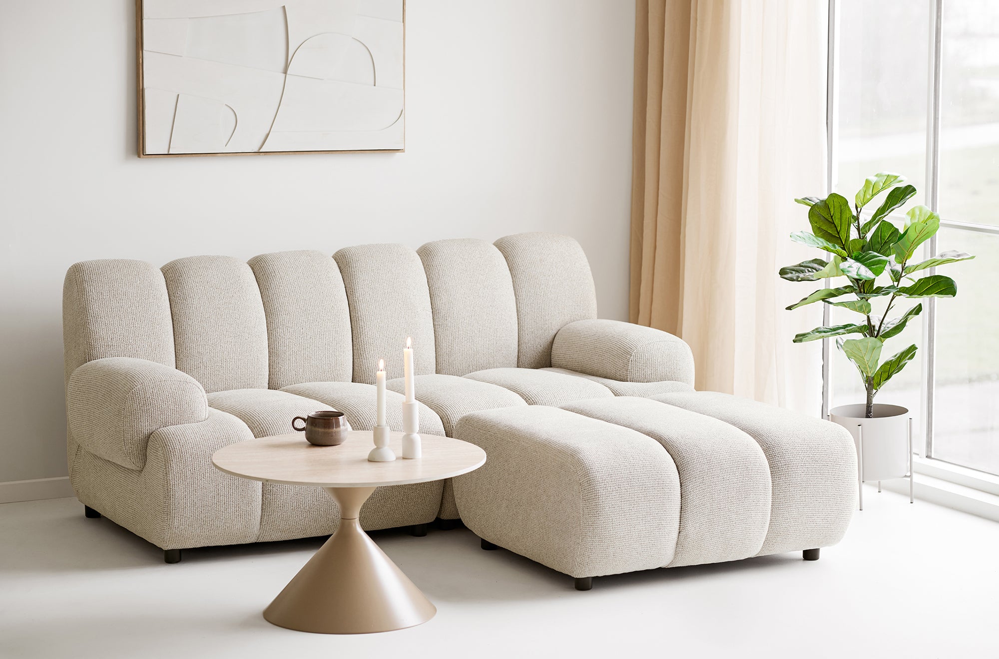 Taza Sand 2.5 Seater Modular Sofa with Pouf
