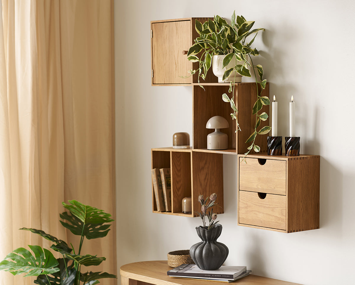 Townsville Oak Wood Wall Shelf Set