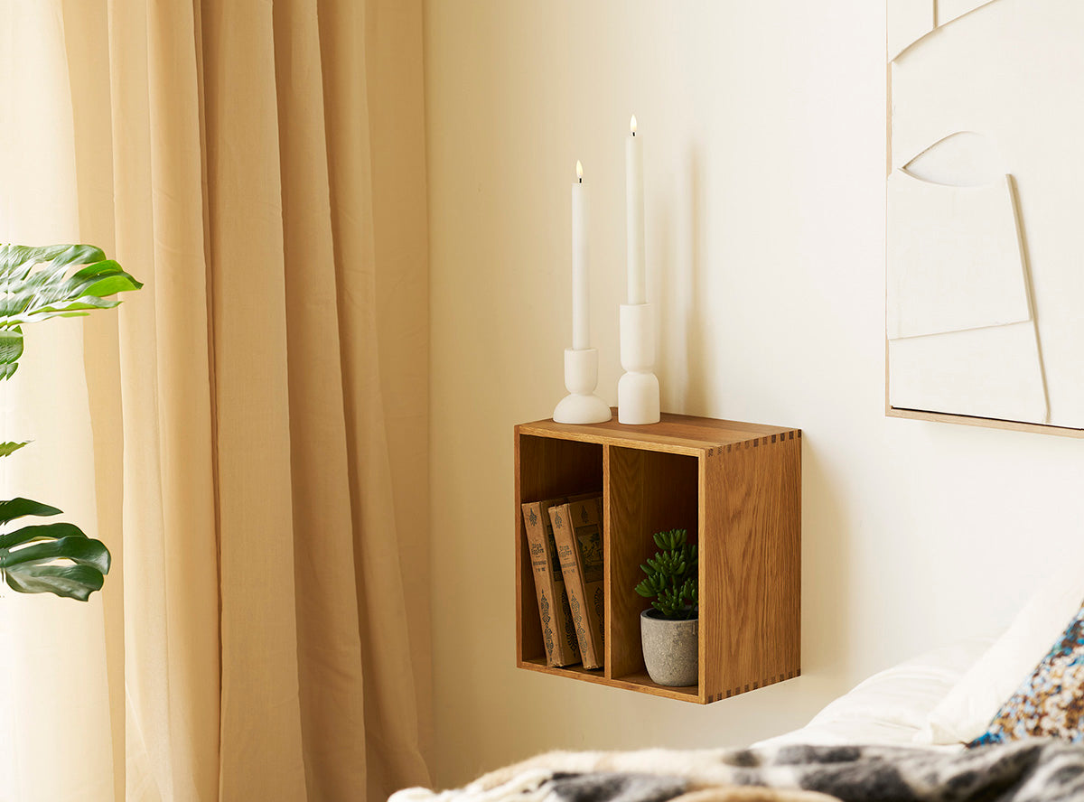 Townsville Oak Wood Wall Shelf with Vertical Rooms