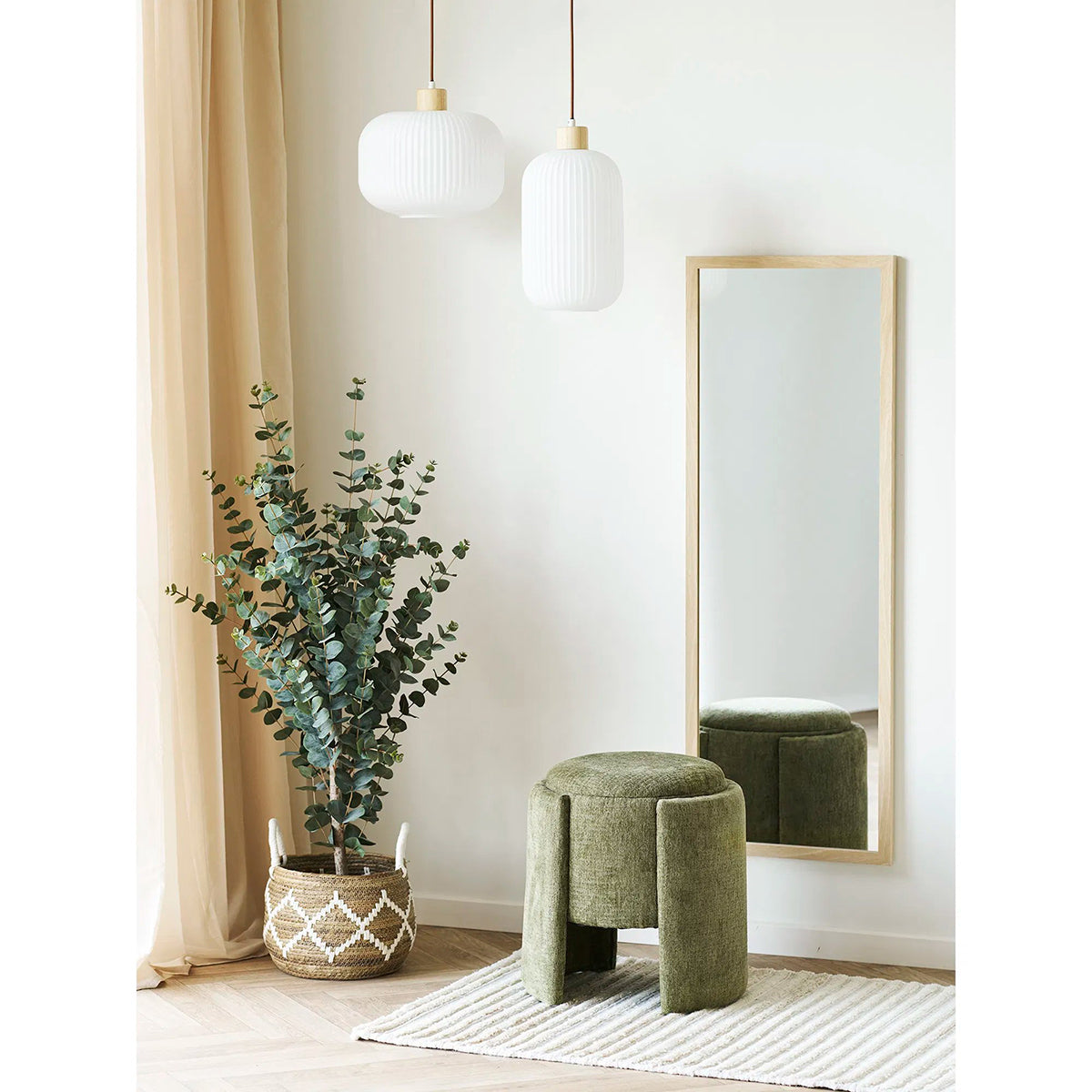 Walsdorf Green Chenille Pouf