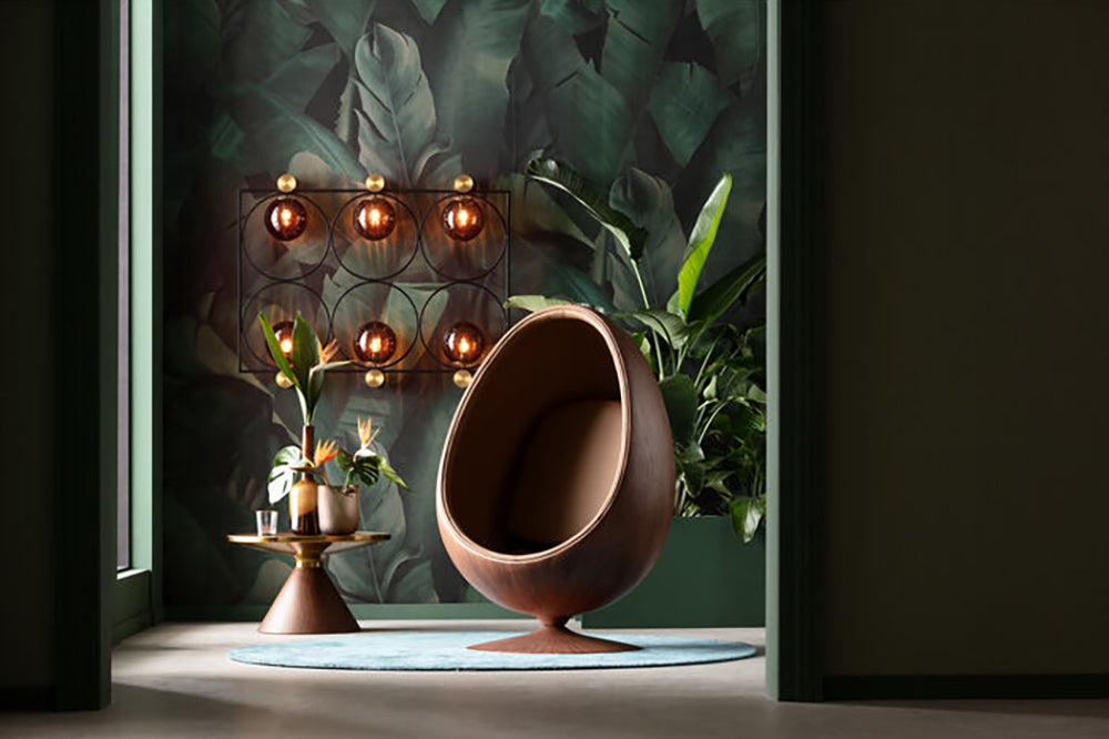 Eye Ball Walnut Swivel Armchair