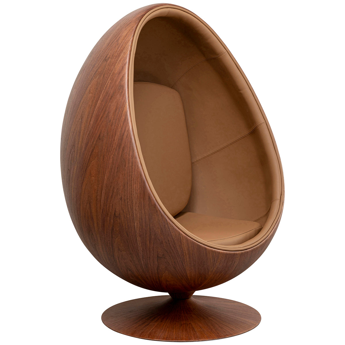 Eye Ball Walnut Swivel Armchair