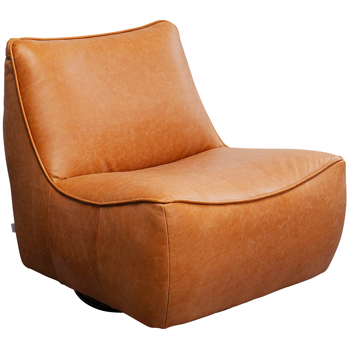 Jette Brown Leather Swivel Armchair