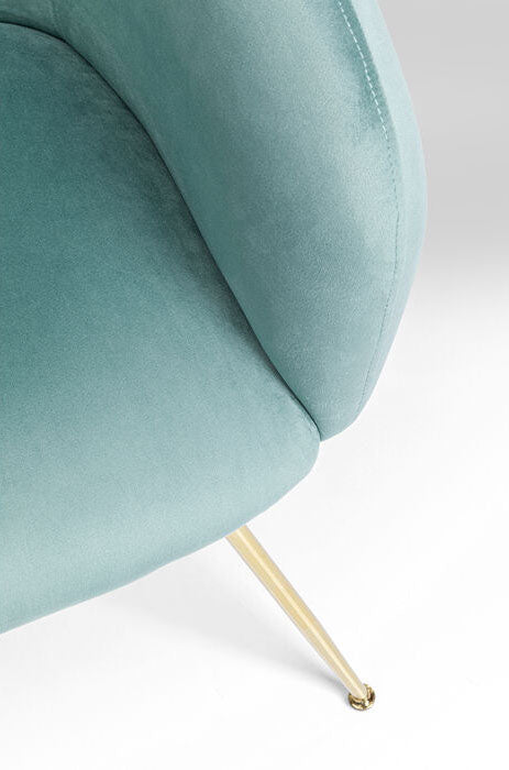 Lorena Turquoise Velvet Chair with Armrest (2/Set)