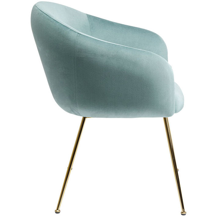 Lorena Turquoise Velvet Chair with Armrest (2/Set)