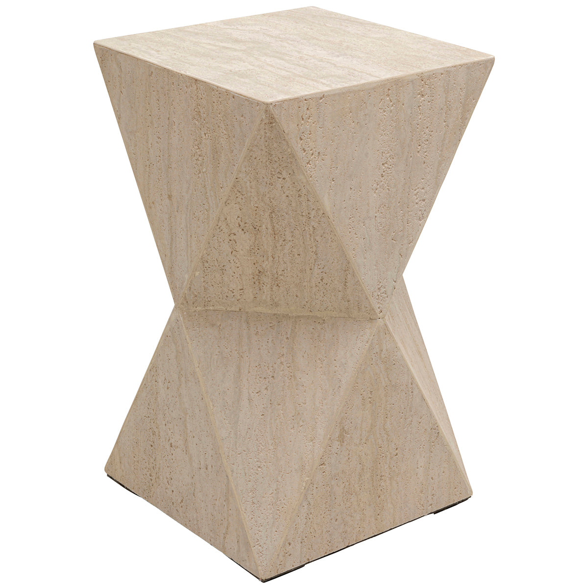 Luxy Triangle Travertine Side Table