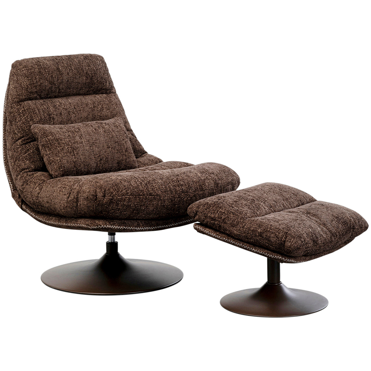 Montreal Brown Armchair with Stool