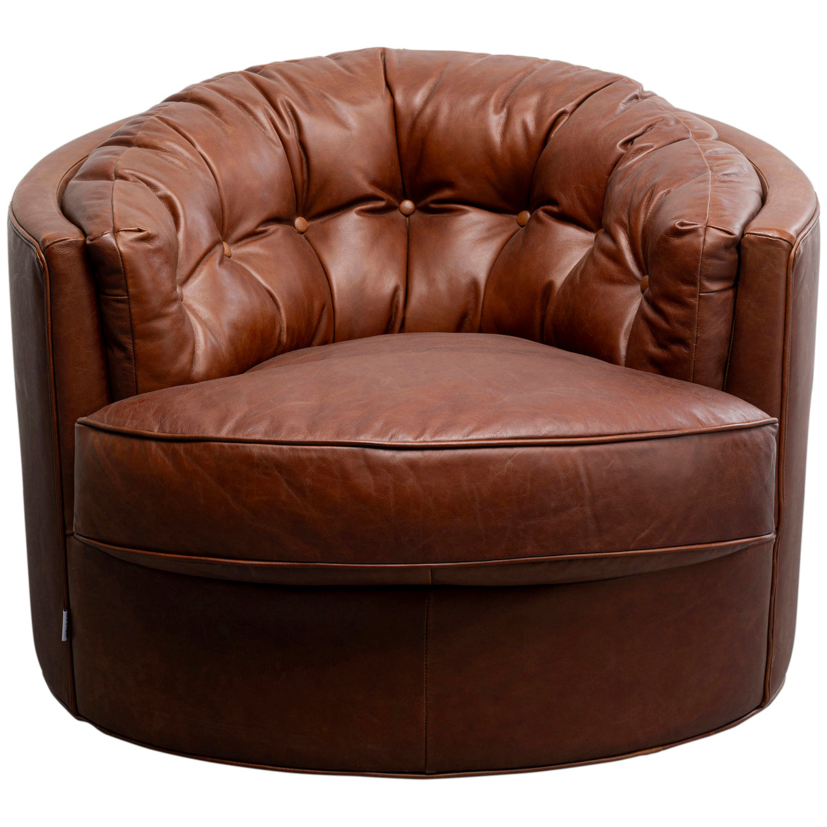 Music Hall Brown Leather Swivel Armchair