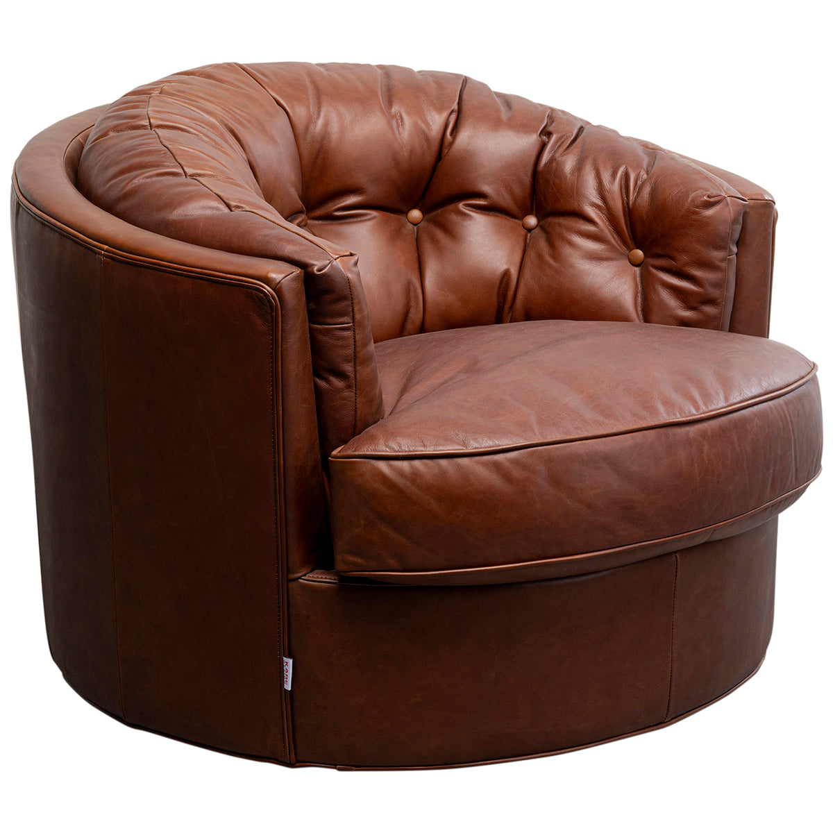 Music Hall Brown Leather Swivel Armchair