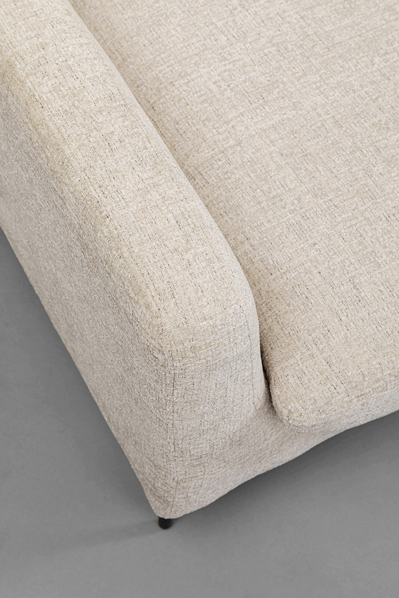 Quinn Beige Velvet Armchair with Stool