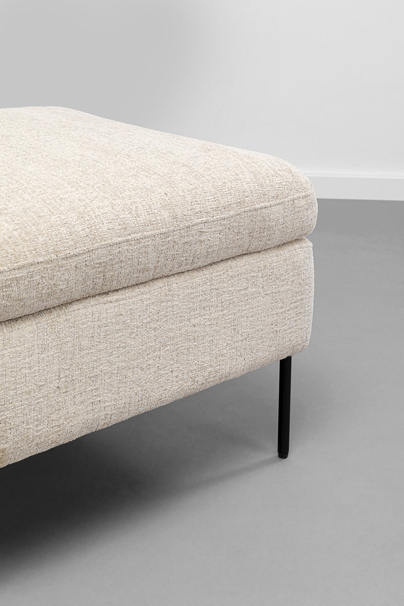 Quinn Beige Velvet Armchair with Stool