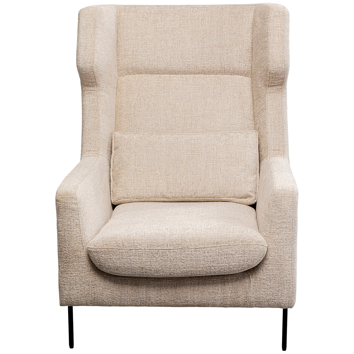 Quinn Beige Velvet Armchair with Stool