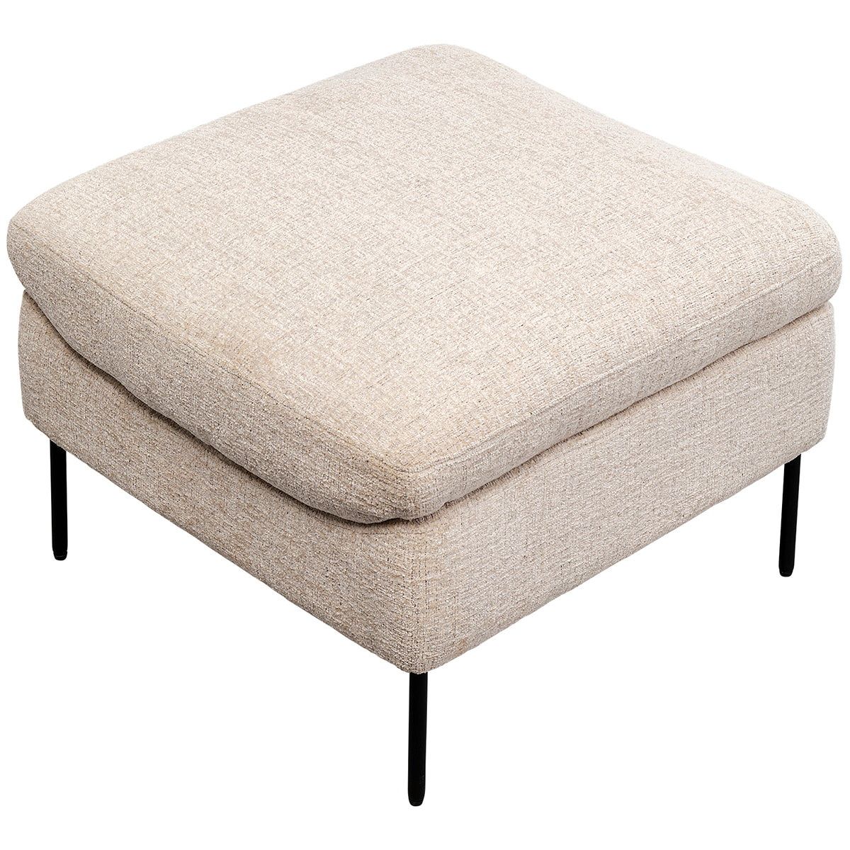 Quinn Beige Velvet Armchair with Stool