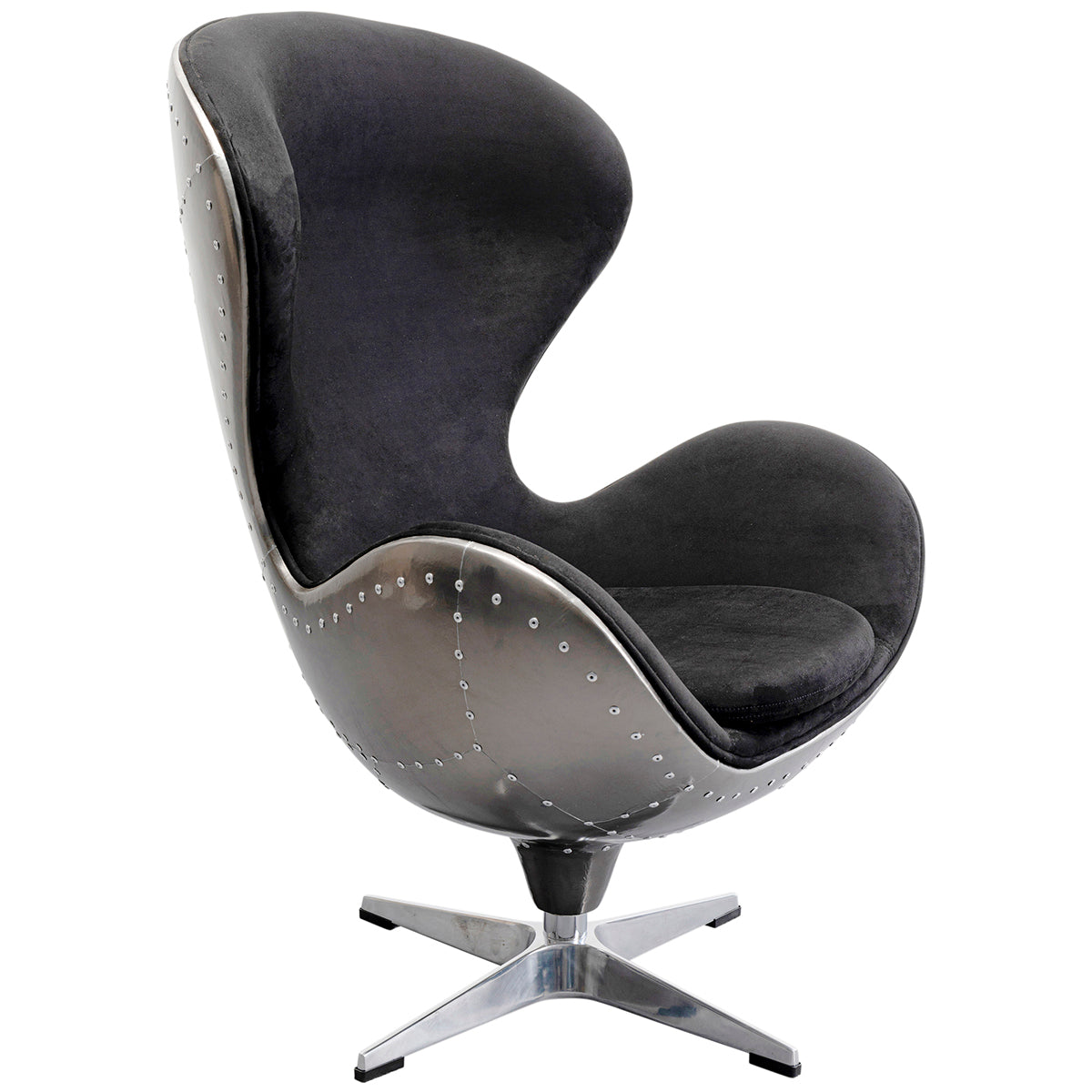 Graphit Black Swivel Lounge Armchair