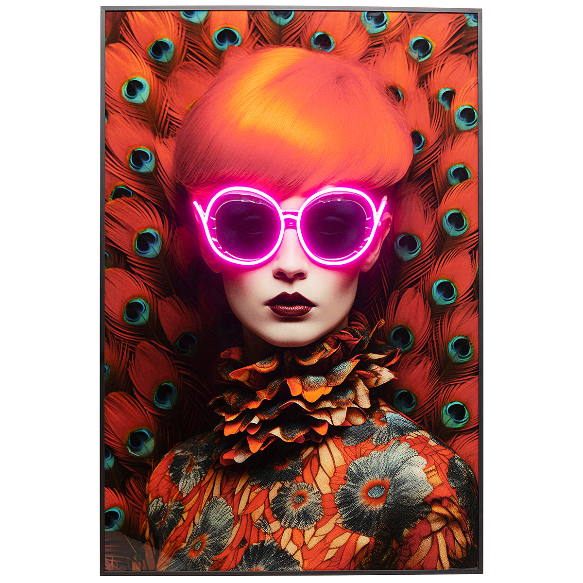 Fancy Red Lady LED Framed Picture