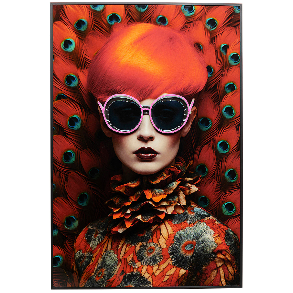 Fancy Red Lady LED Framed Picture