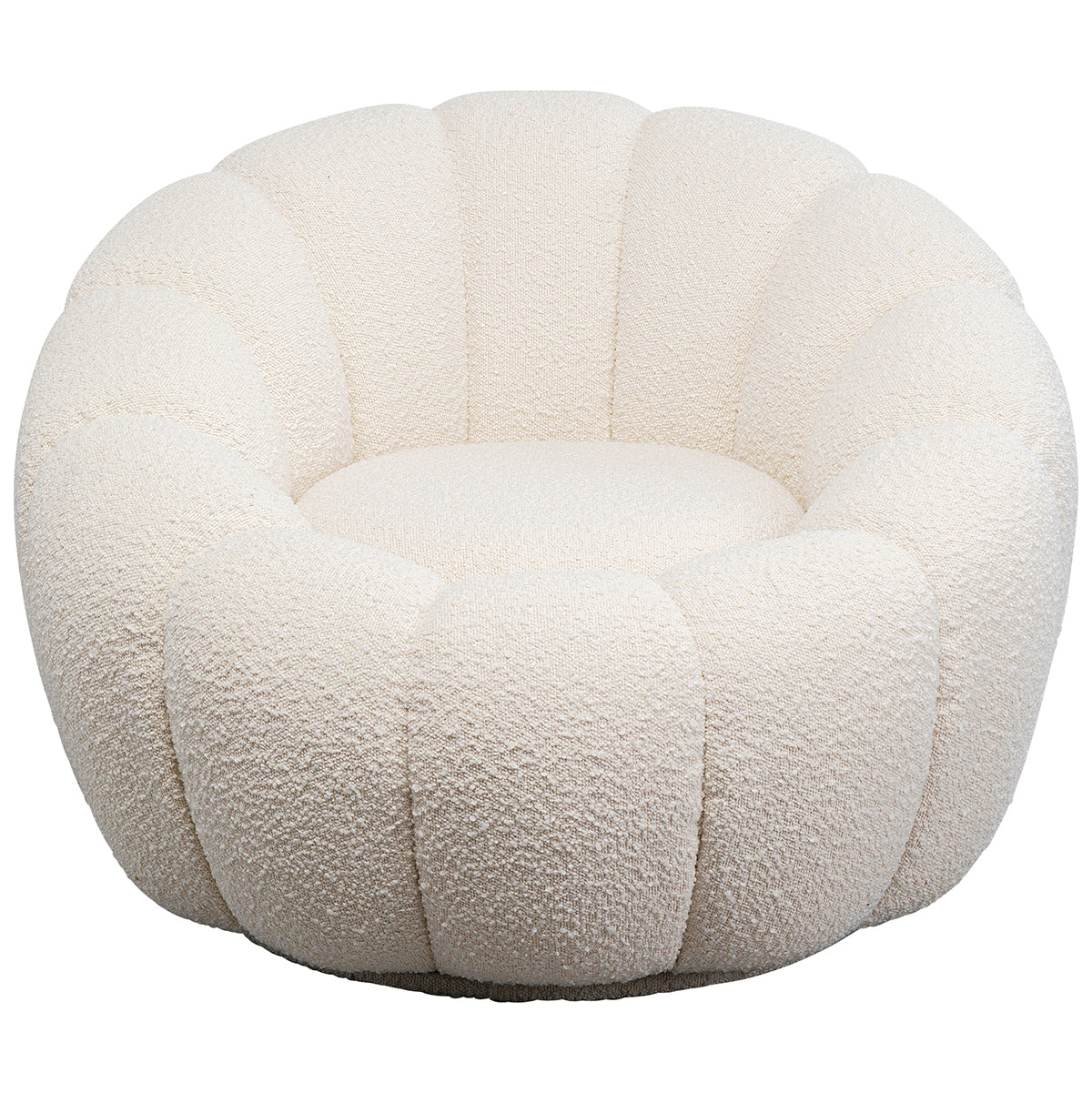 Peppo Bloom White Boucle Swivel Armchair