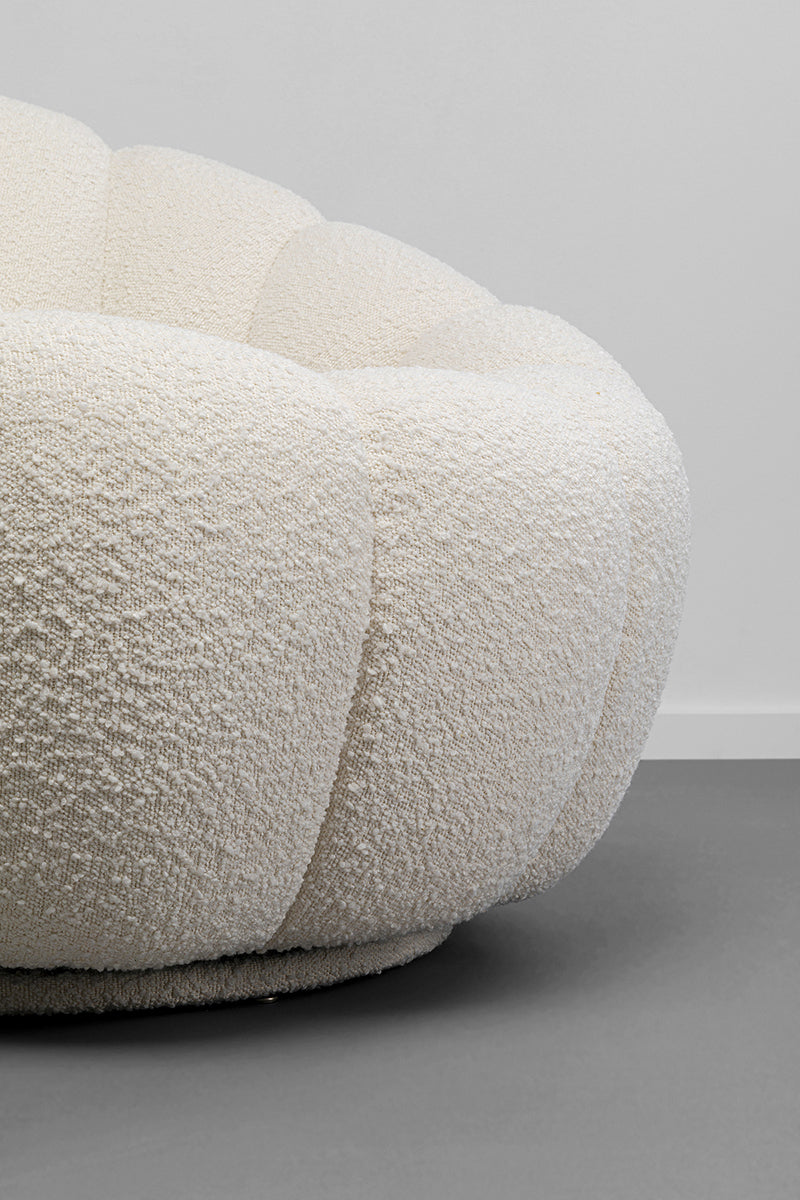 Peppo Bloom White Boucle Swivel Armchair