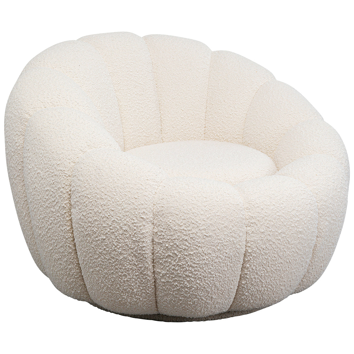 Peppo Bloom White Boucle Swivel Armchair