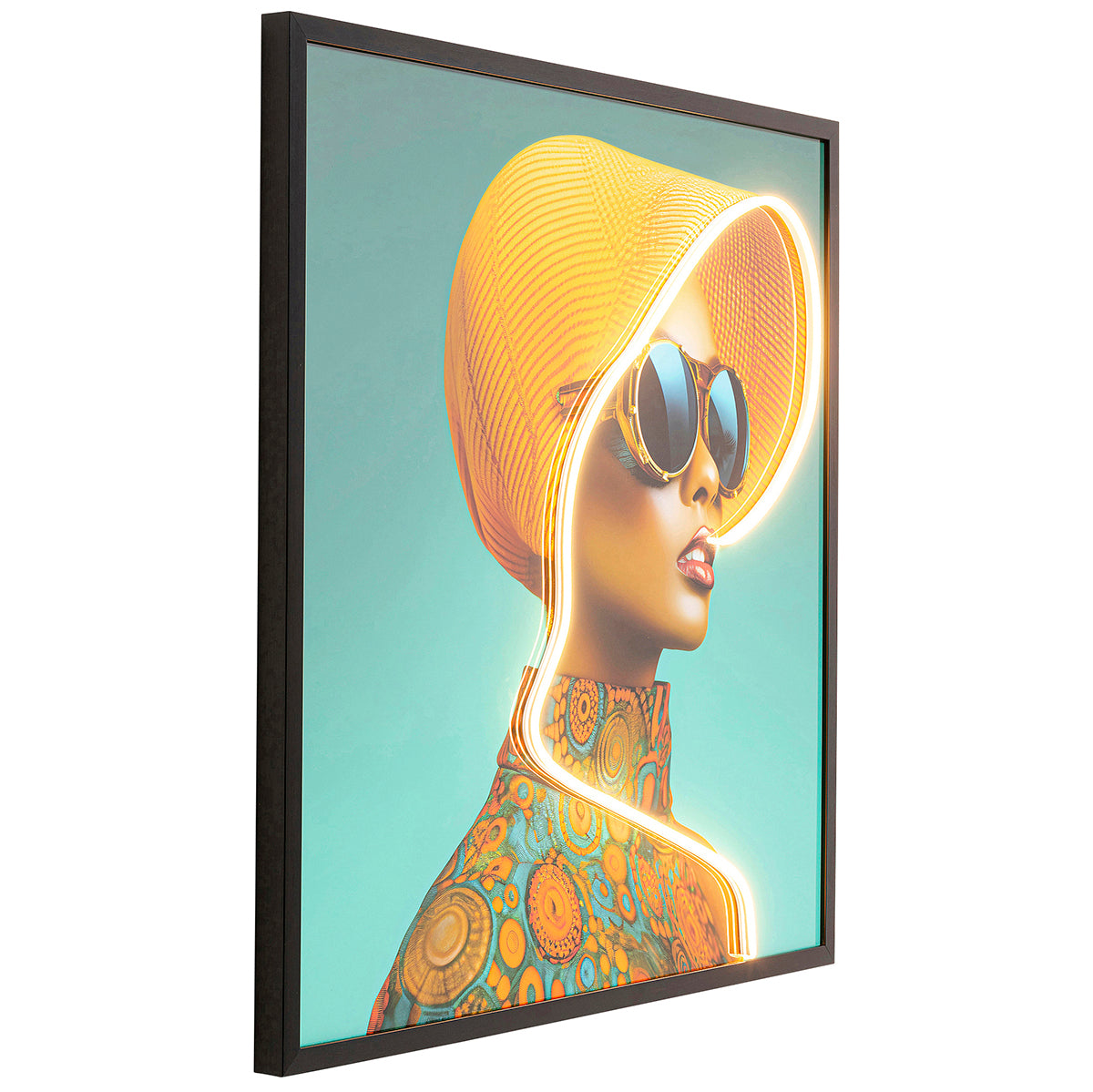 Sun Hat Woman LED Framed Picture