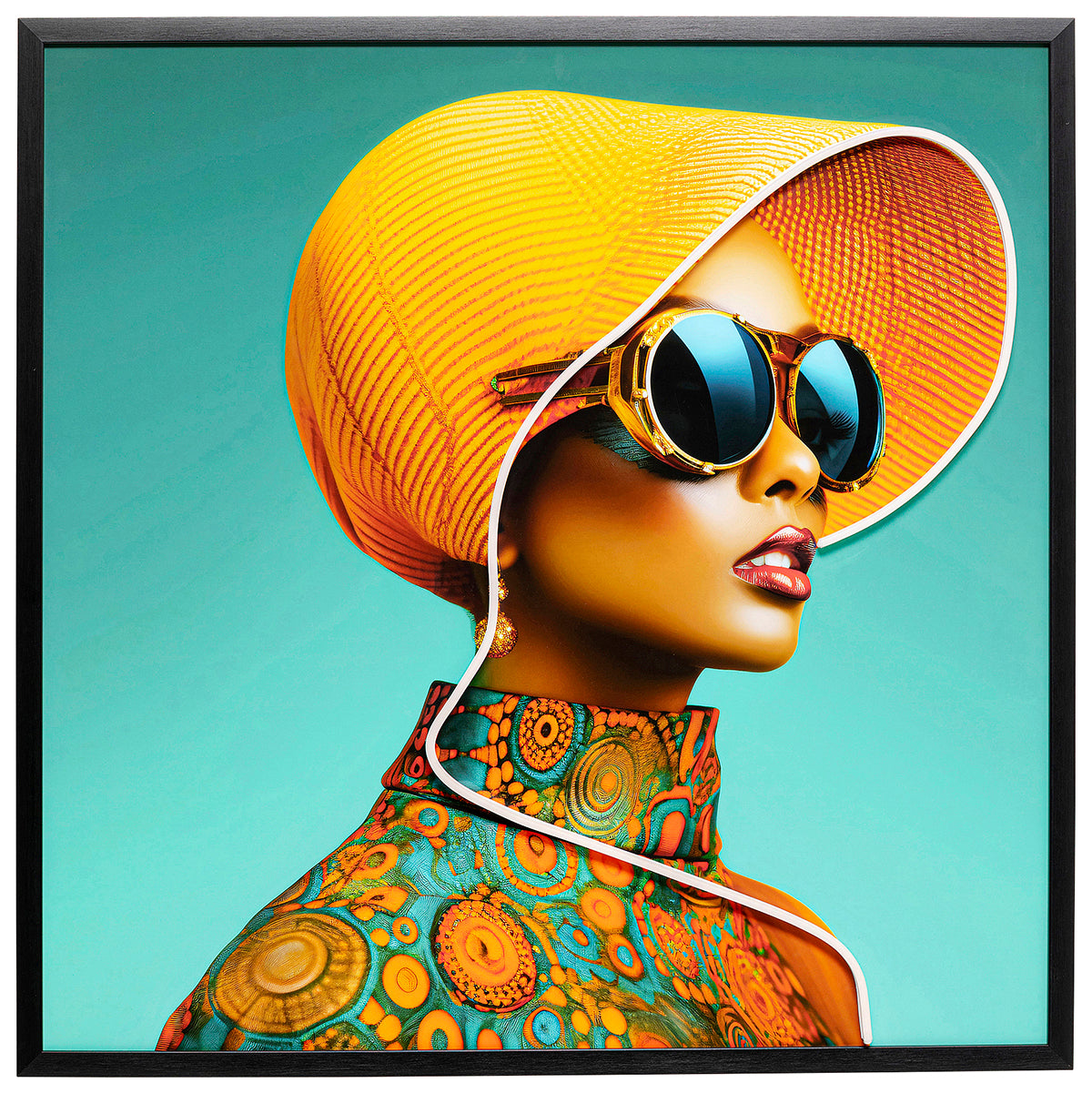 Sun Hat Woman LED Framed Picture