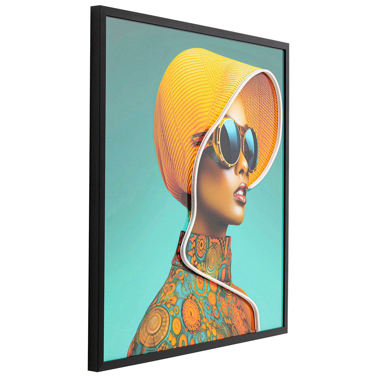 Sun Hat Woman LED Framed Picture