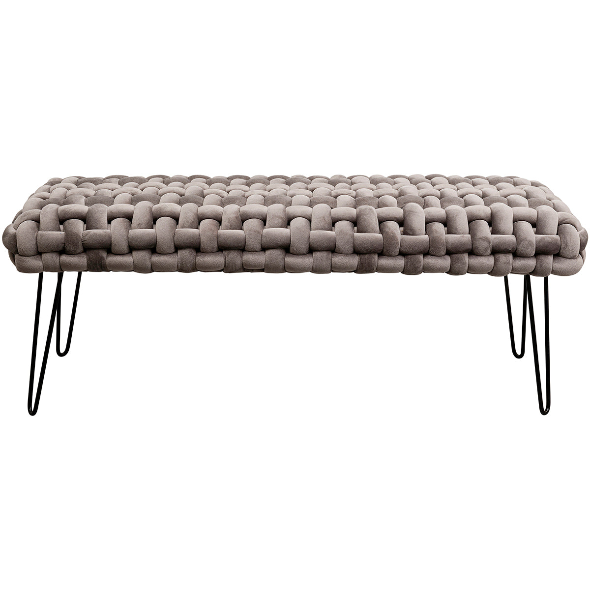 Weave Grey Velvet Bench