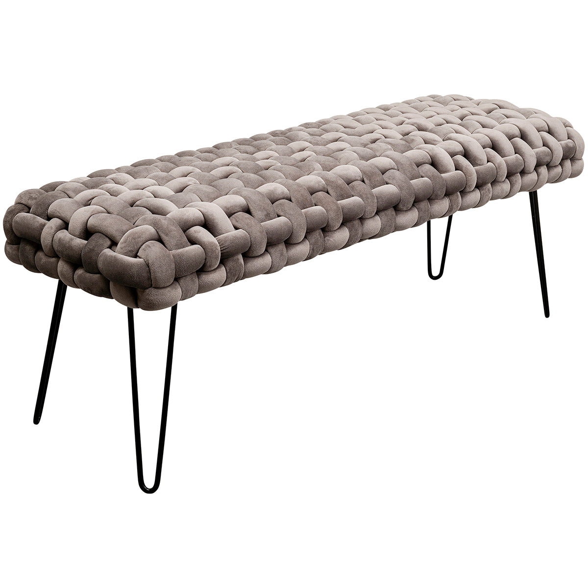 Weave Grey Velvet Bench