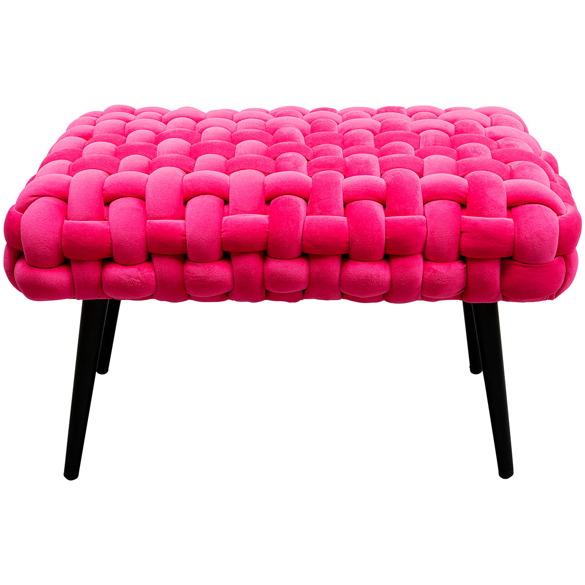 Weave Pink Velvet Mini Bench