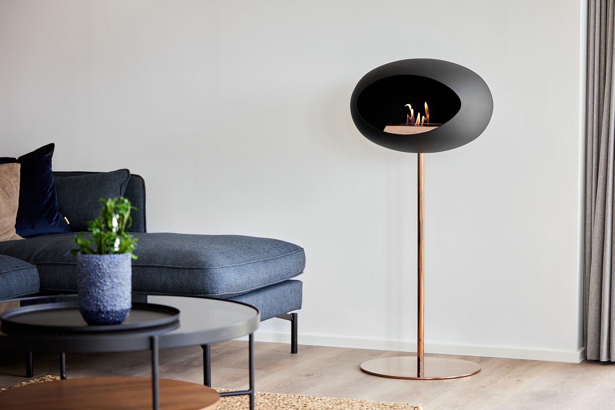 Ground Steel High White Bio Fireplace