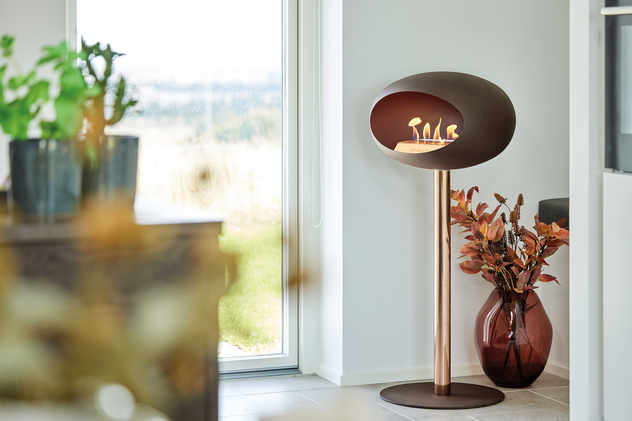 Ground Steel High White Bio Fireplace