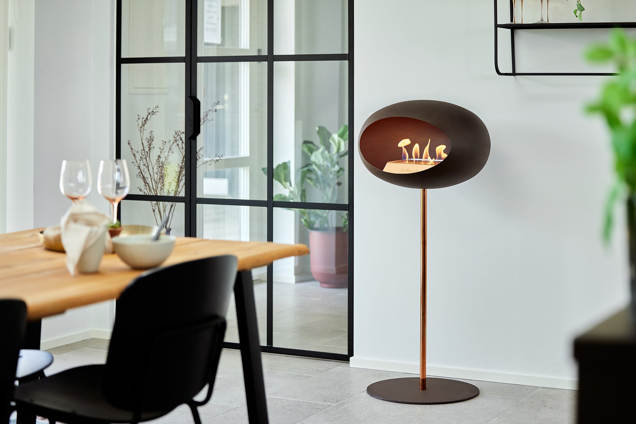 Ground Steel High White Bio Fireplace