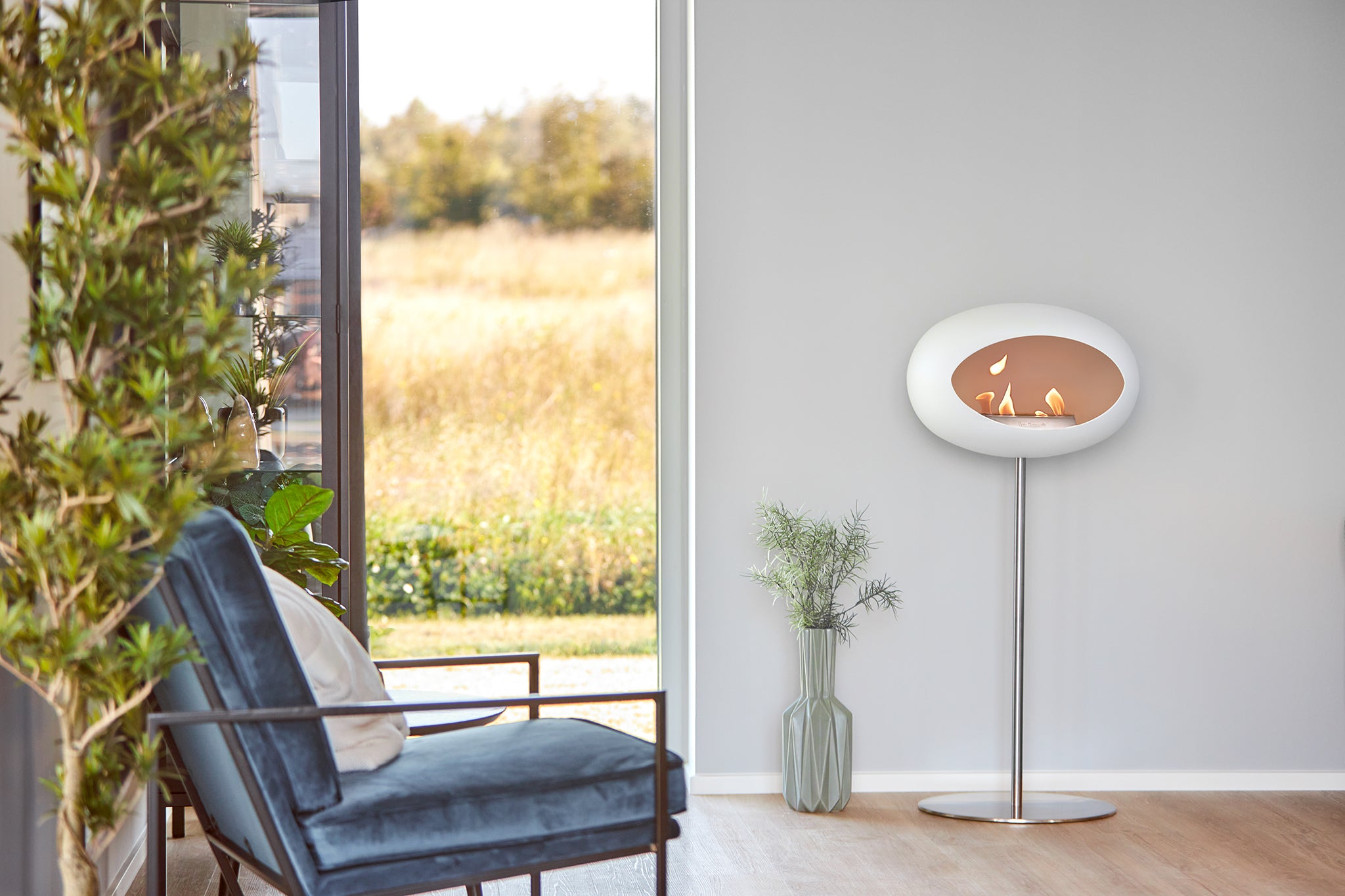Ground Steel High White Bio Fireplace