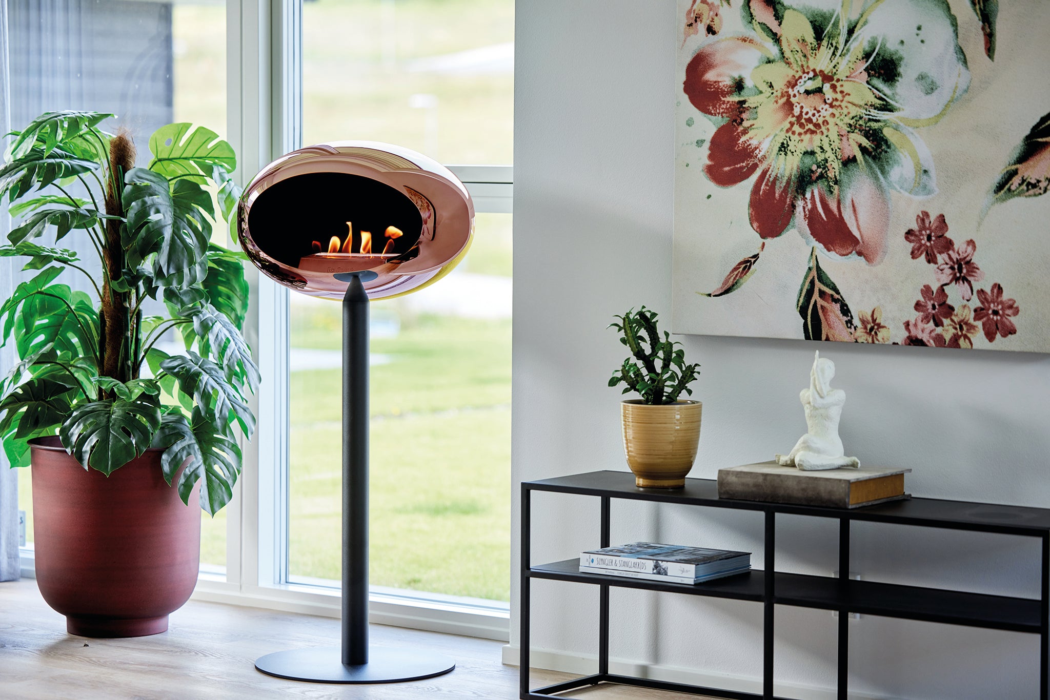 Ground Steel High White Bio Fireplace