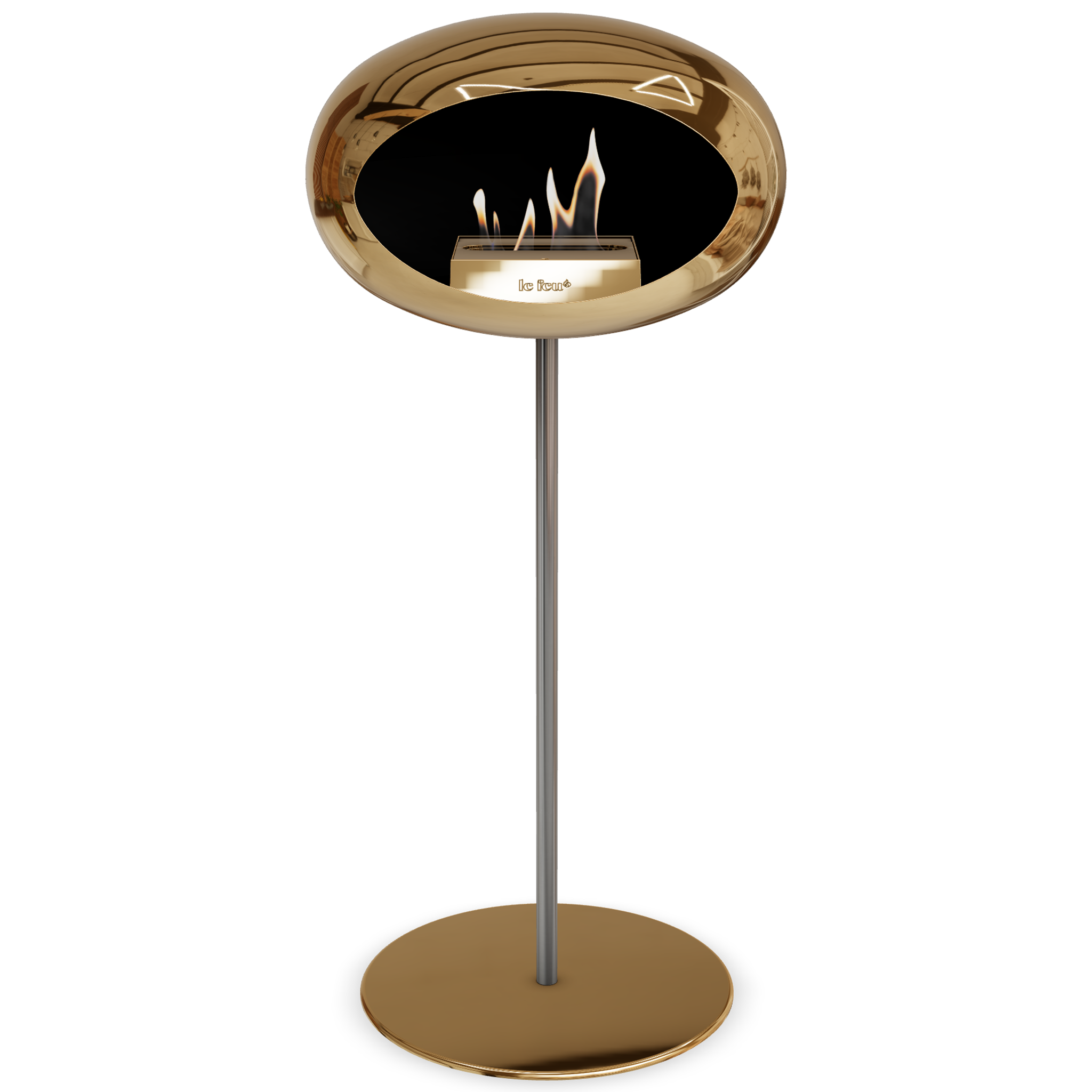 Ground Steel High Chromed Rose Gold Bio Fireplace with Rose Glod Burner