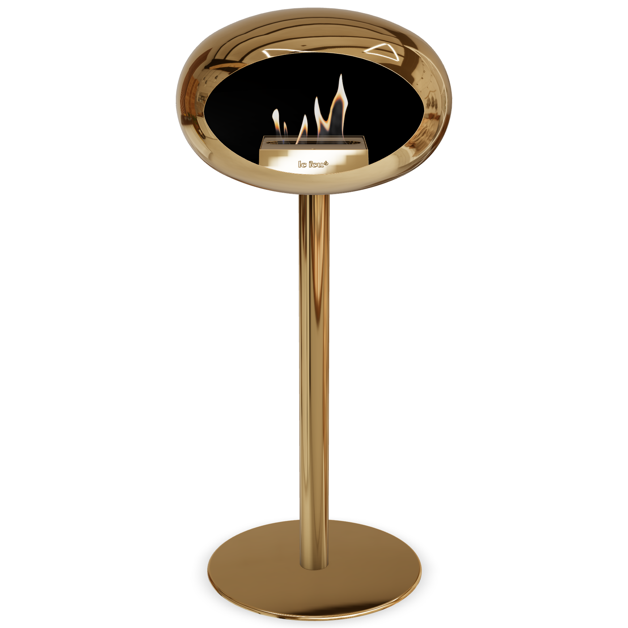 Ground Steel High Chromed Rose Gold Bio Fireplace with Rose Glod Burner