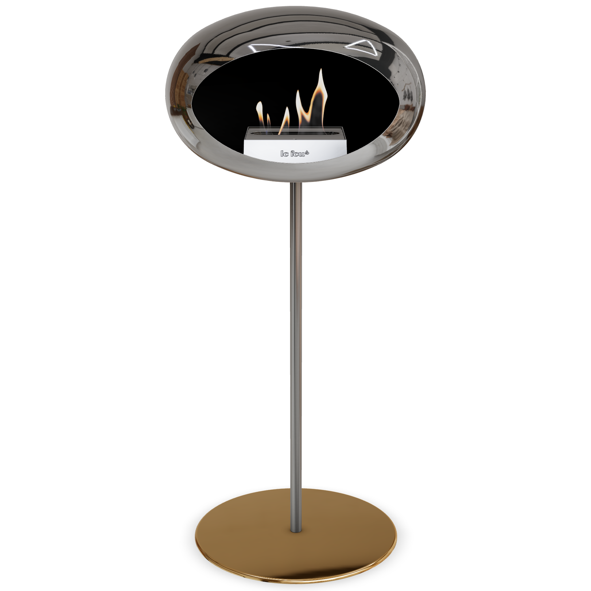 Ground Steel High Chromed Silver Bio Fireplace with Steel Burner
