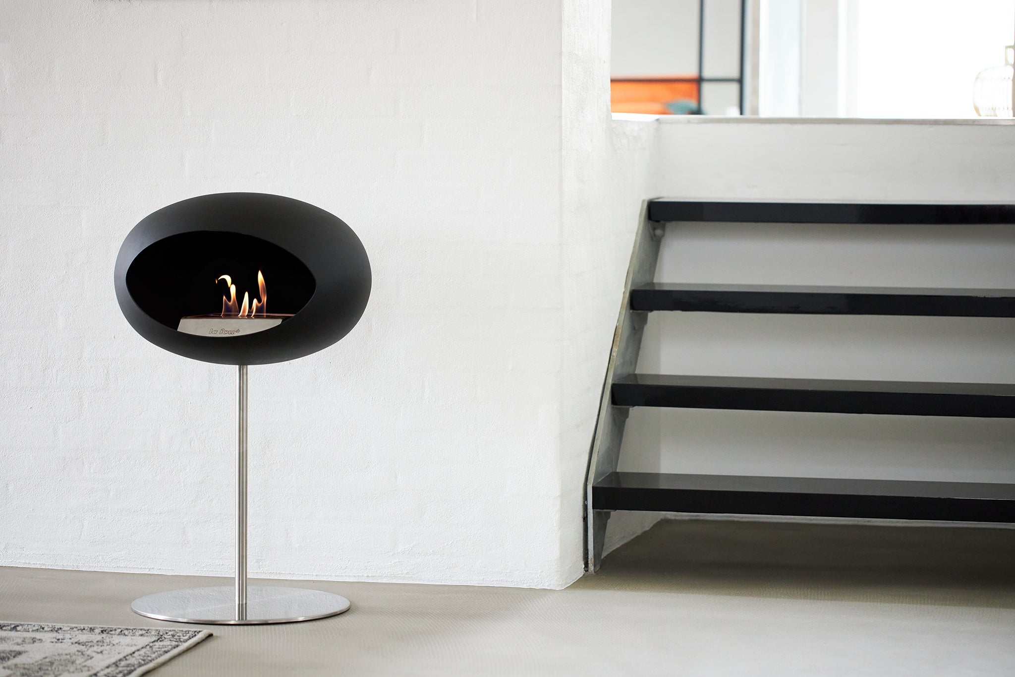 Ground Steel Low Black Bio Fireplace