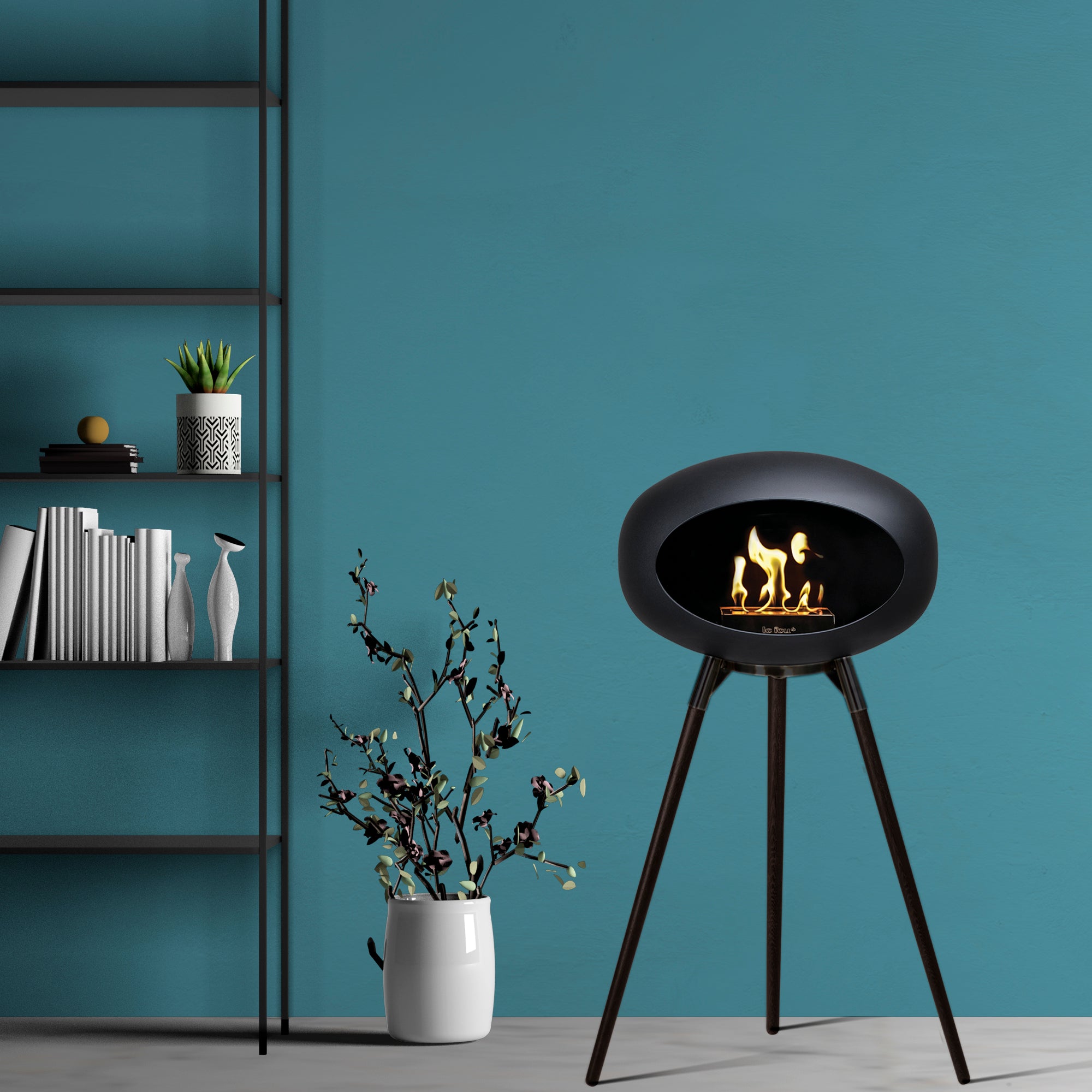 Ground Wood High Black Bio Fireplace