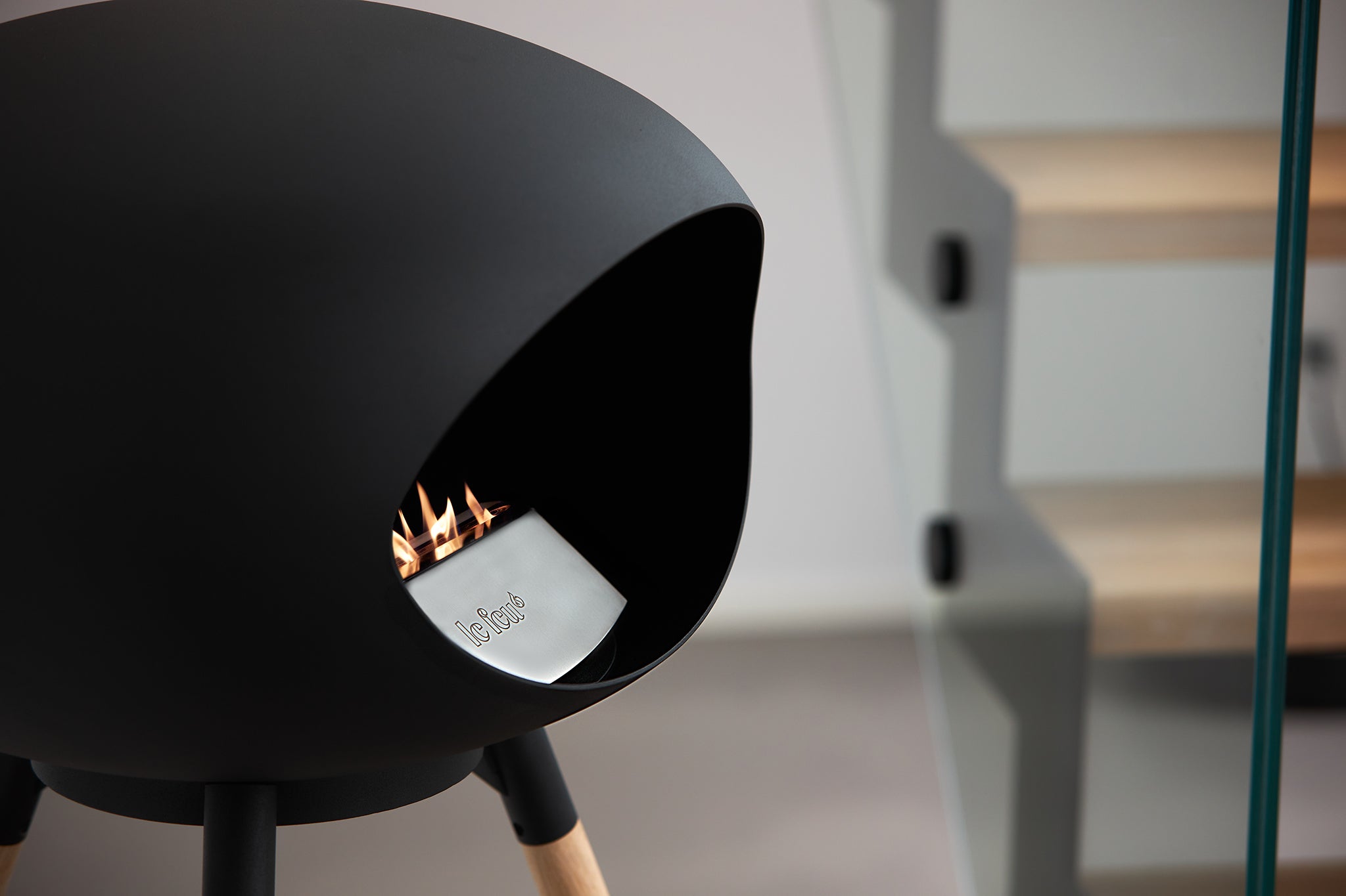 Ground Wood High Black Bio Fireplace