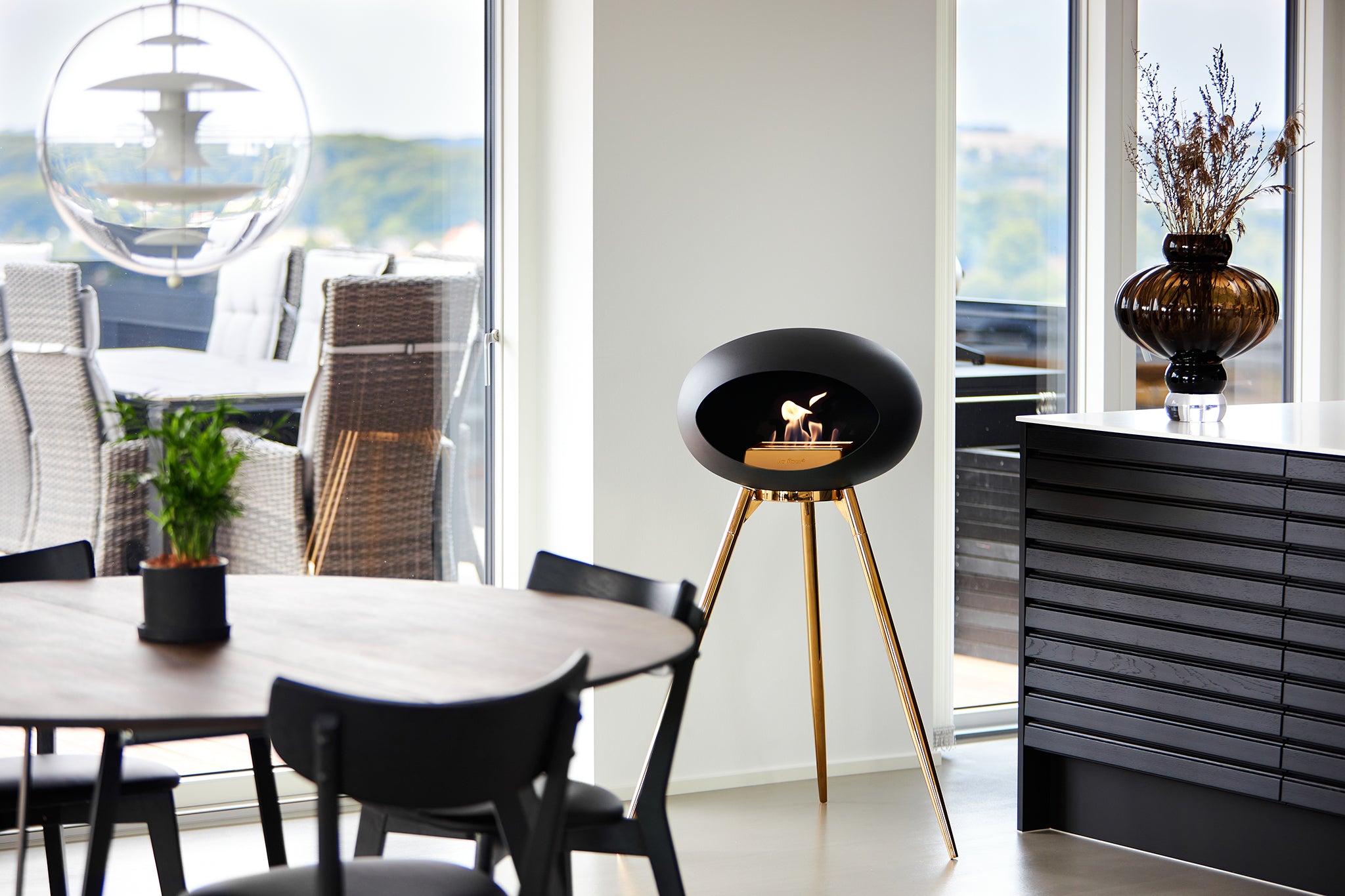 Ground Wood High Black Bio Fireplace