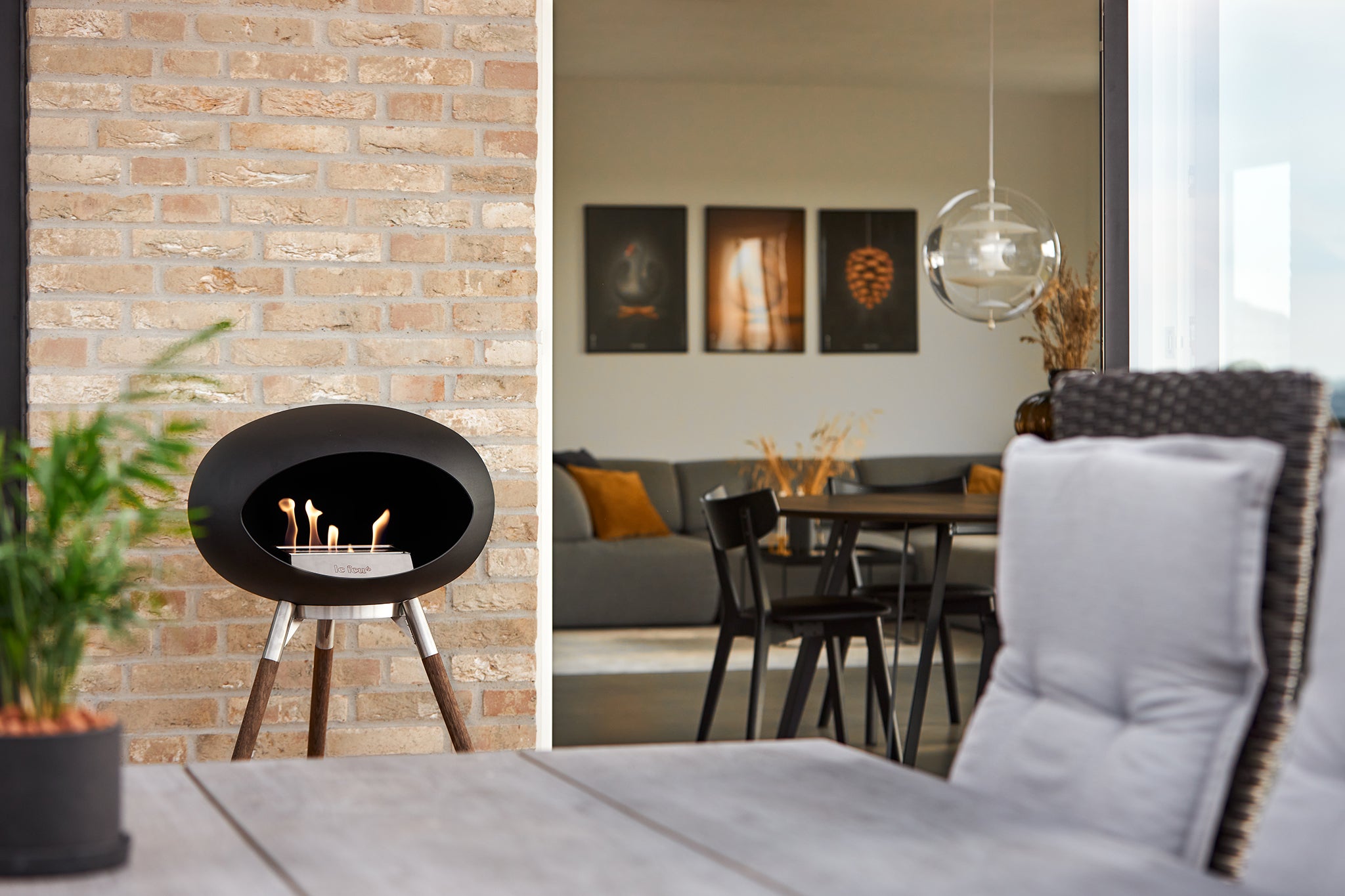 Ground Wood High Black Bio Fireplace