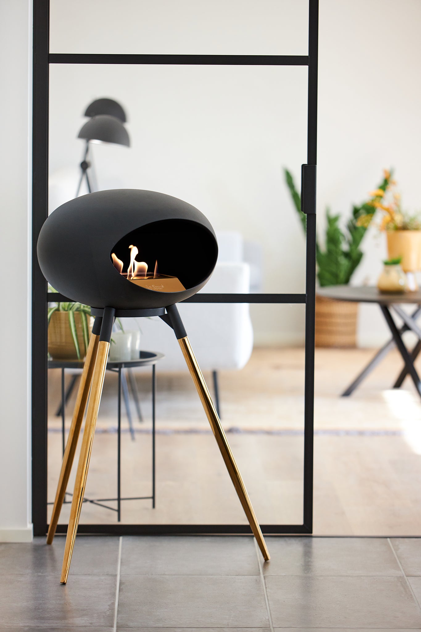 Ground Wood High Black Bio Fireplace