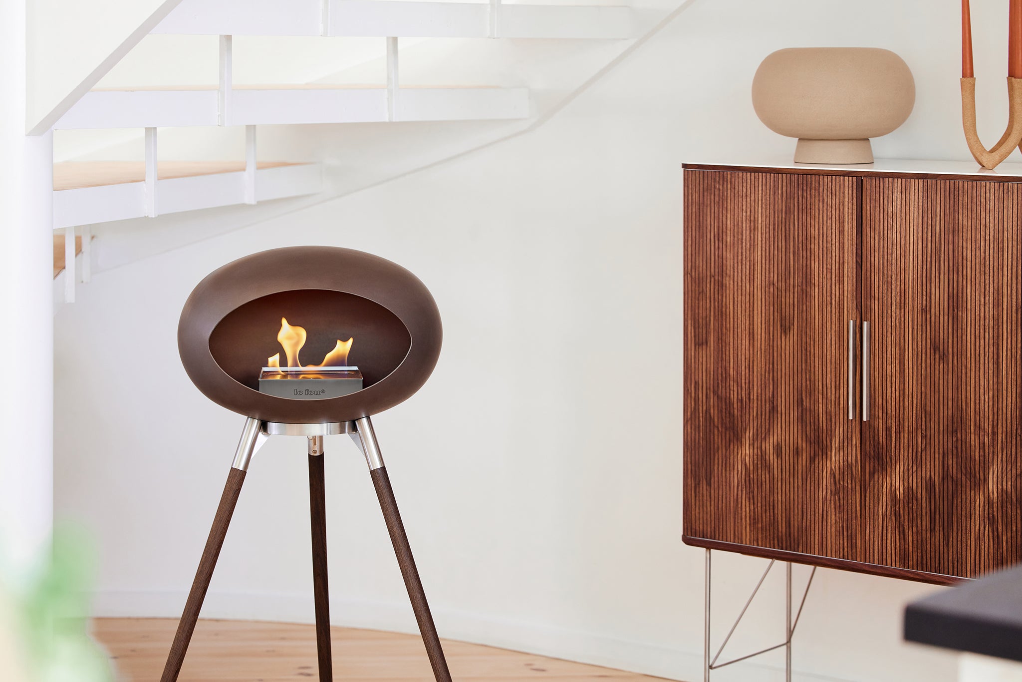 Ground Wood High Mocca Bio Fireplace