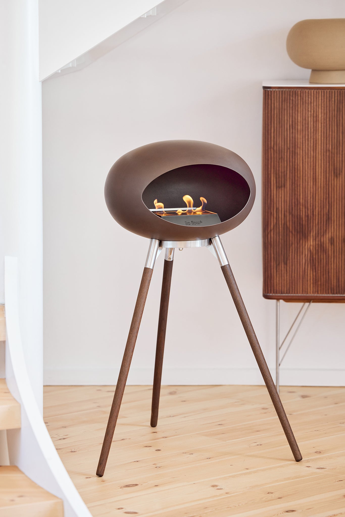 Ground Wood High Mocca Bio Fireplace