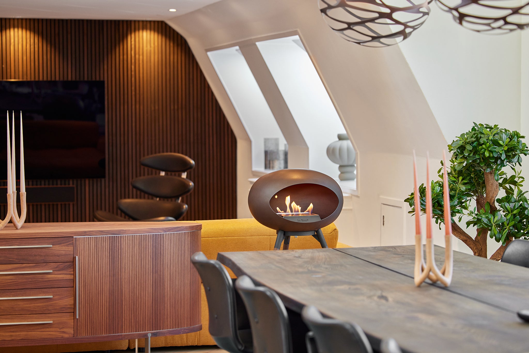 Ground Wood High Mocca Bio Fireplace