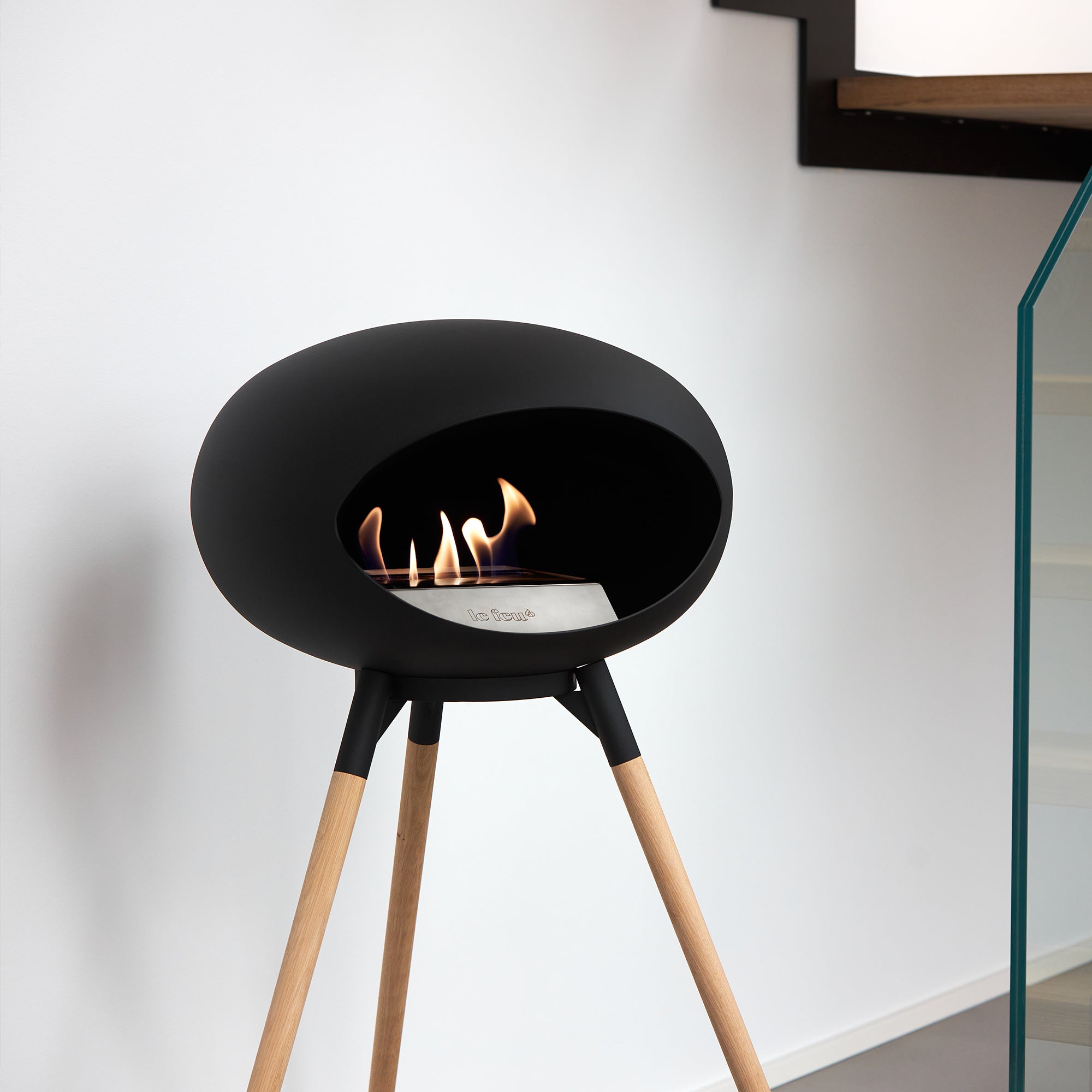 Ground Wood Low Black Bio Fireplace